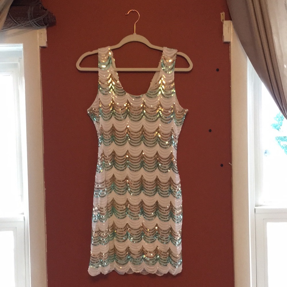 Sequin Scalloped Mini Dress
